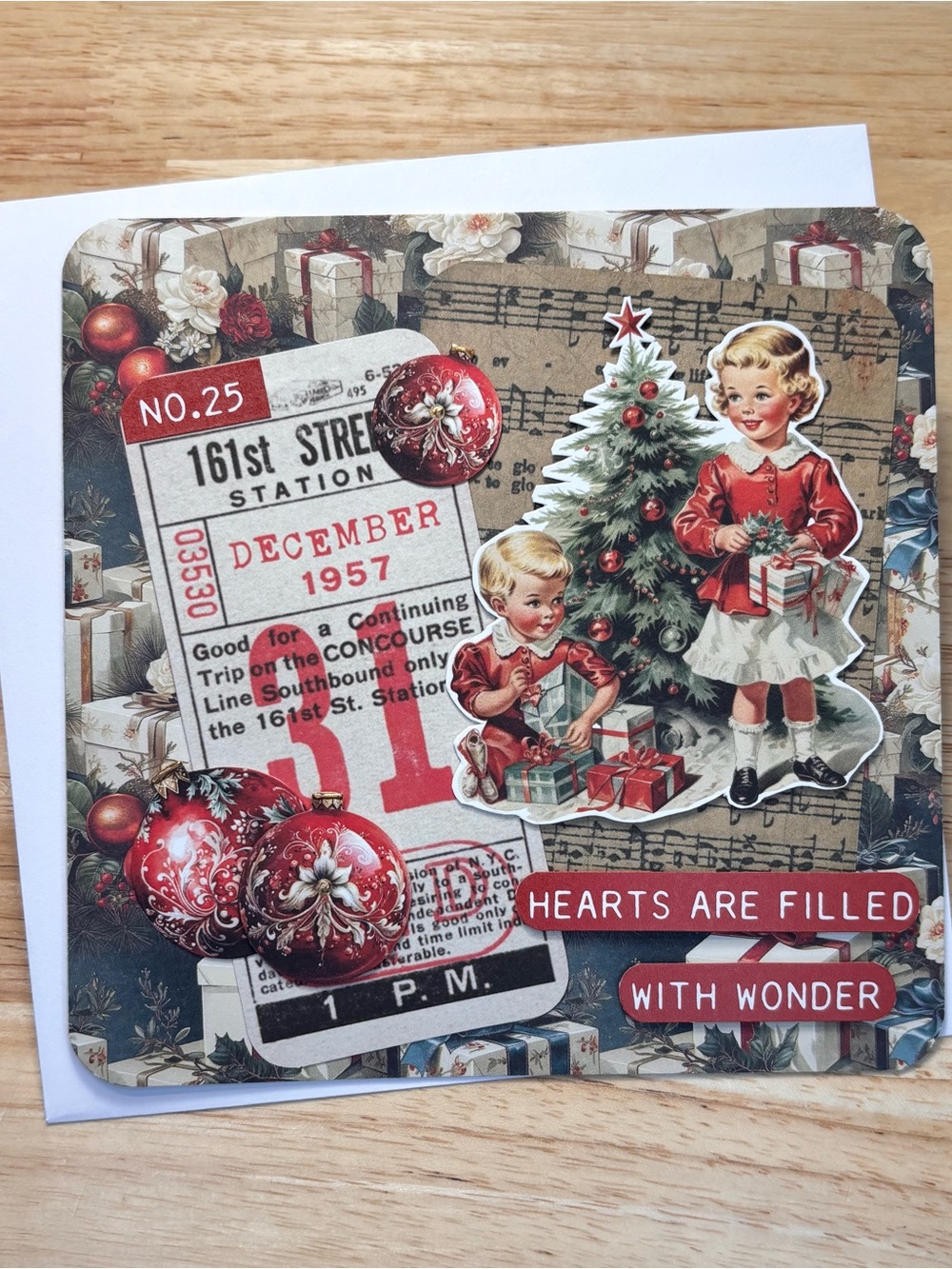 Handmade Vintage Christmas Greeting Card